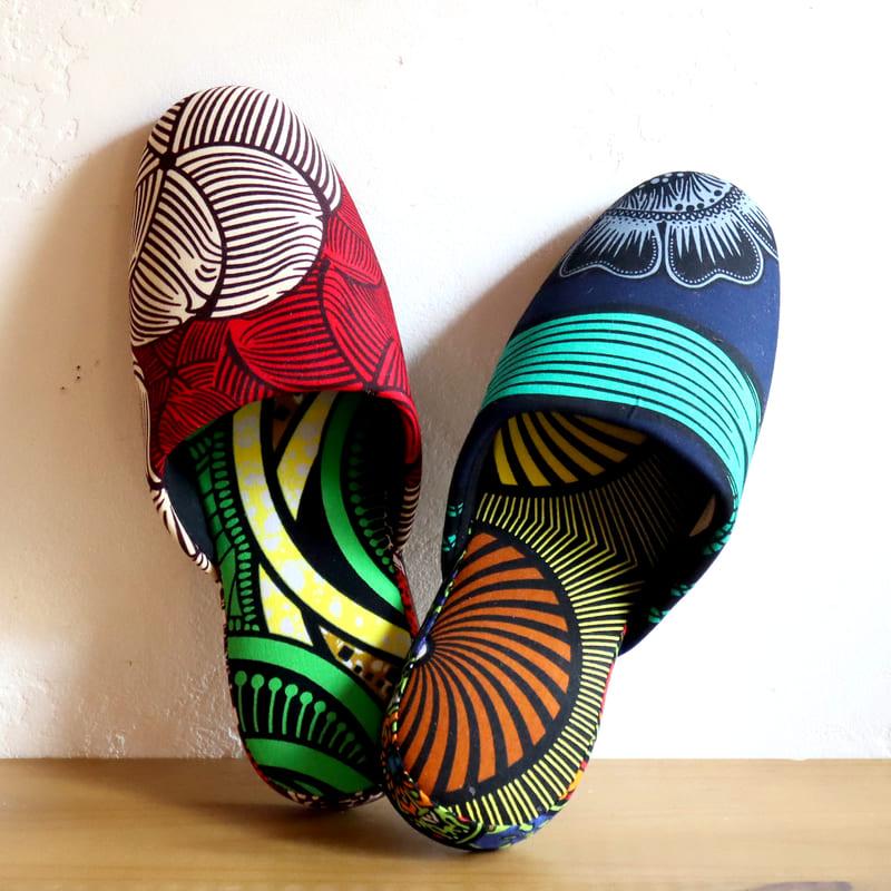 パーニュ布スリッパ 25.5-28cm Lサイズ 南河原スリッパ/ African wax print textile 現品 | ブランド登録なし