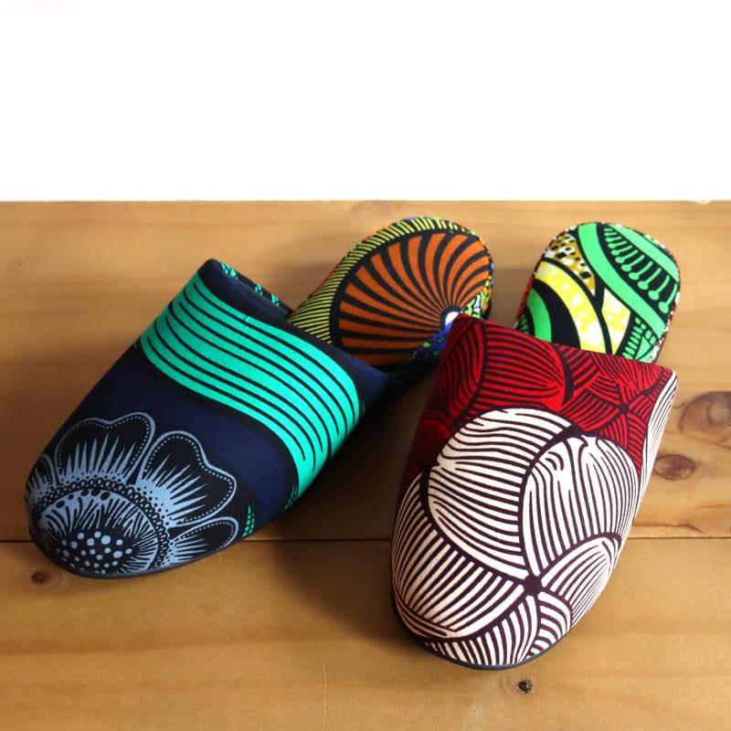 パーニュ布スリッパ 25.5-28cm Lサイズ 南河原スリッパ/ African wax print textile 現品 | ブランド登録なし | 01