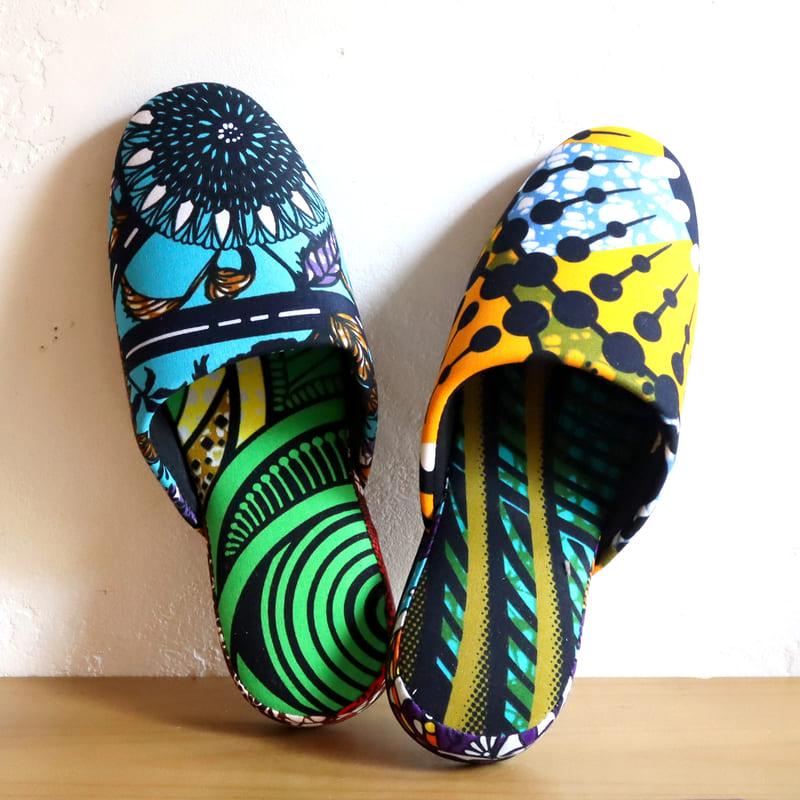 パーニュ布スリッパ 25.5-28cm Lサイズ 南河原スリッパ/ African wax print textile 現品 | ブランド登録なし