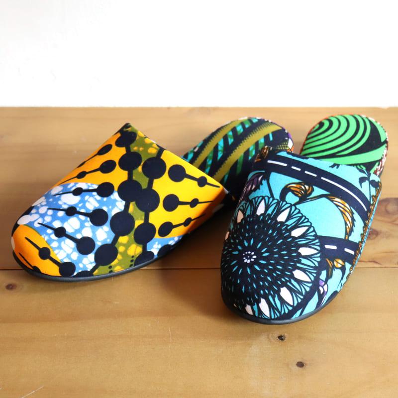 パーニュ布スリッパ 25.5-28cm Lサイズ 南河原スリッパ/ African wax print textile 現品 | ブランド登録なし | 01