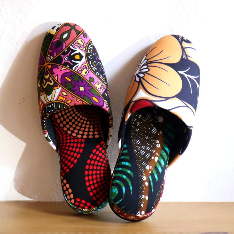 パーニュ布スリッパ 25.5-28cm Lサイズ 南河原スリッパ/ African wax print textile 現品 | ブランド登録なし