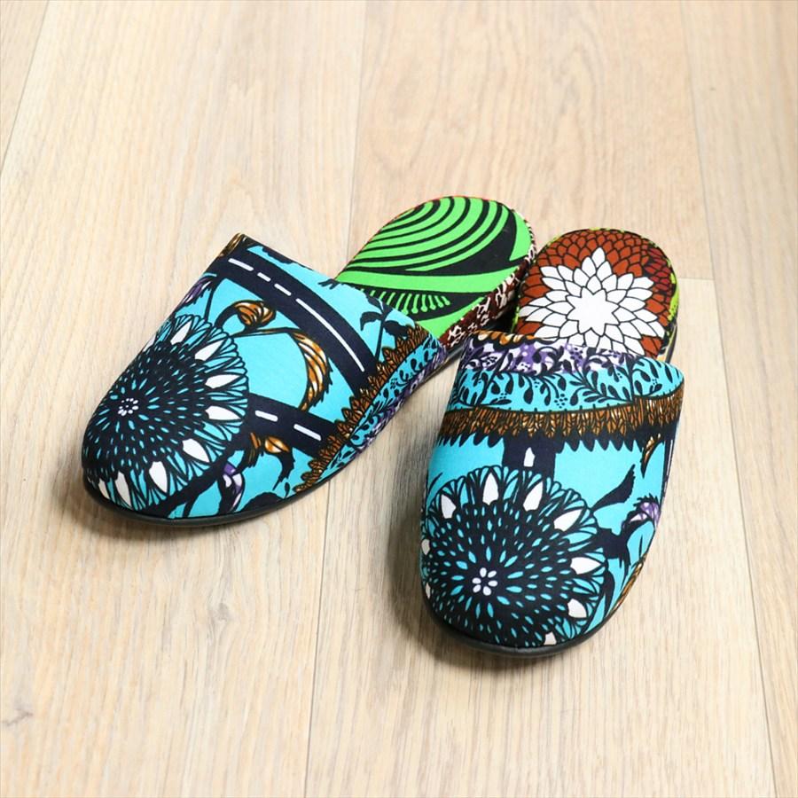 パーニュ布スリッパ 25.5-28cm Lサイズ 南河原スリッパ/ African wax print textile 現品 |  | 01