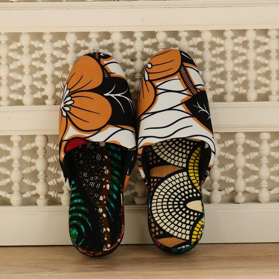 パーニュ布スリッパ 25.5-28cm Lサイズ 南河原スリッパ/ African wax print textile 現品 | 