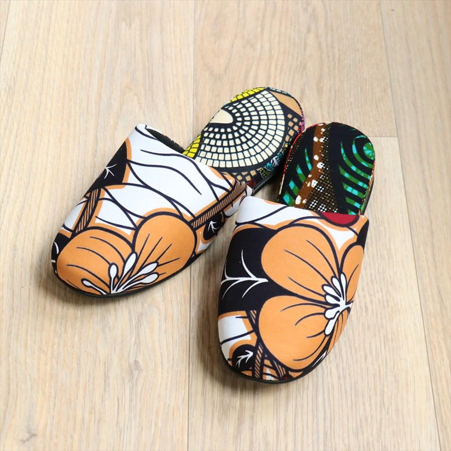 パーニュ布スリッパ 25.5-28cm Lサイズ 南河原スリッパ/ African wax print textile 現品 |  | 01