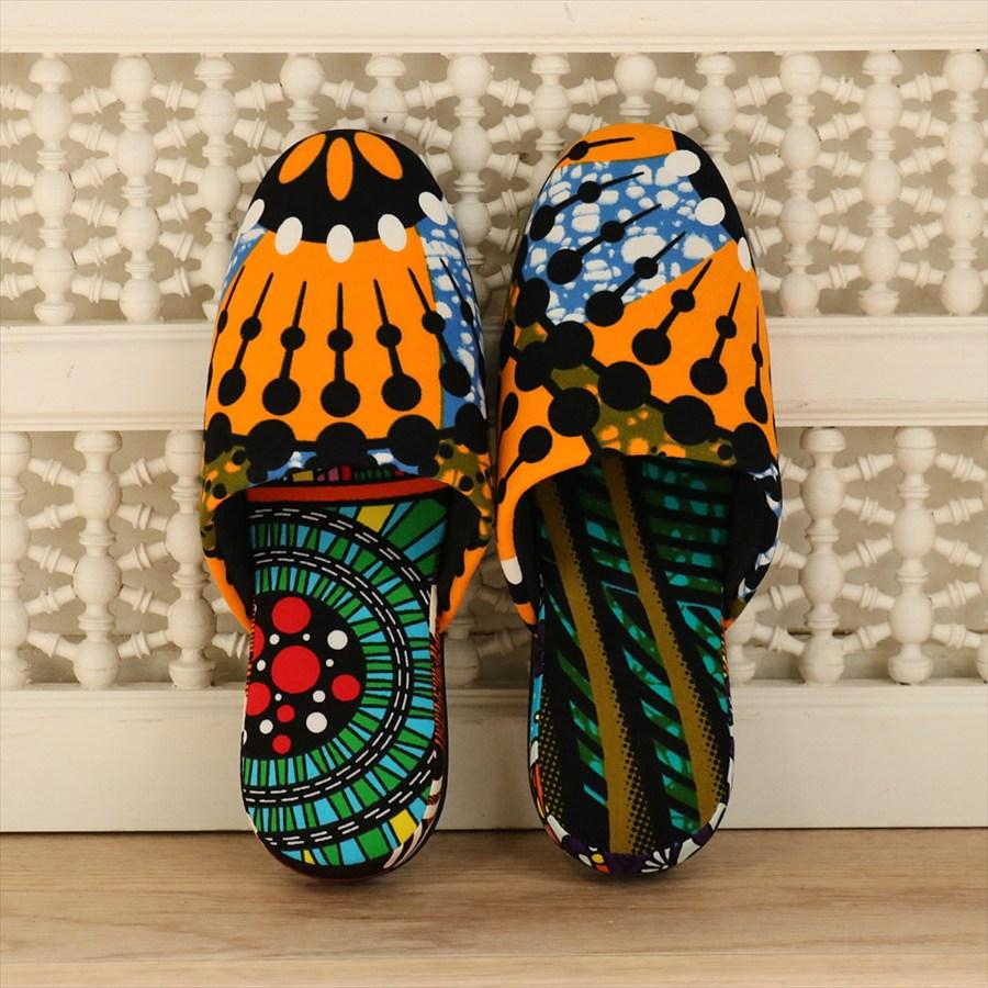 パーニュ布スリッパ 25.5-28cm Lサイズ 南河原スリッパ/ African wax print textile 現品 | 