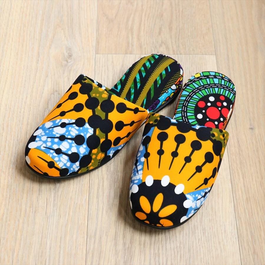 パーニュ布スリッパ 25.5-28cm Lサイズ 南河原スリッパ/ African wax print textile 現品 |  | 01