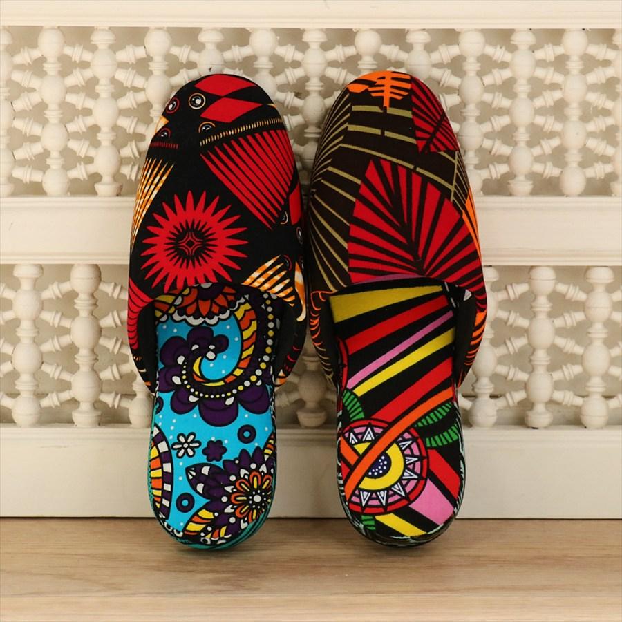 パーニュ布スリッパ 25.5-28cm Lサイズ 南河原スリッパ/ African wax print textile 現品 | 