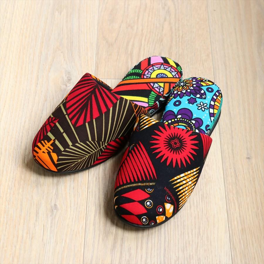 パーニュ布スリッパ 25.5-28cm Lサイズ 南河原スリッパ/ African wax print textile 現品 |  | 01