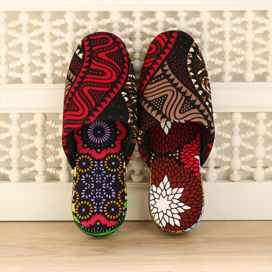 パーニュ布スリッパ 25.5-28cm Lサイズ 南河原スリッパ/ African wax print textile 現品 | 