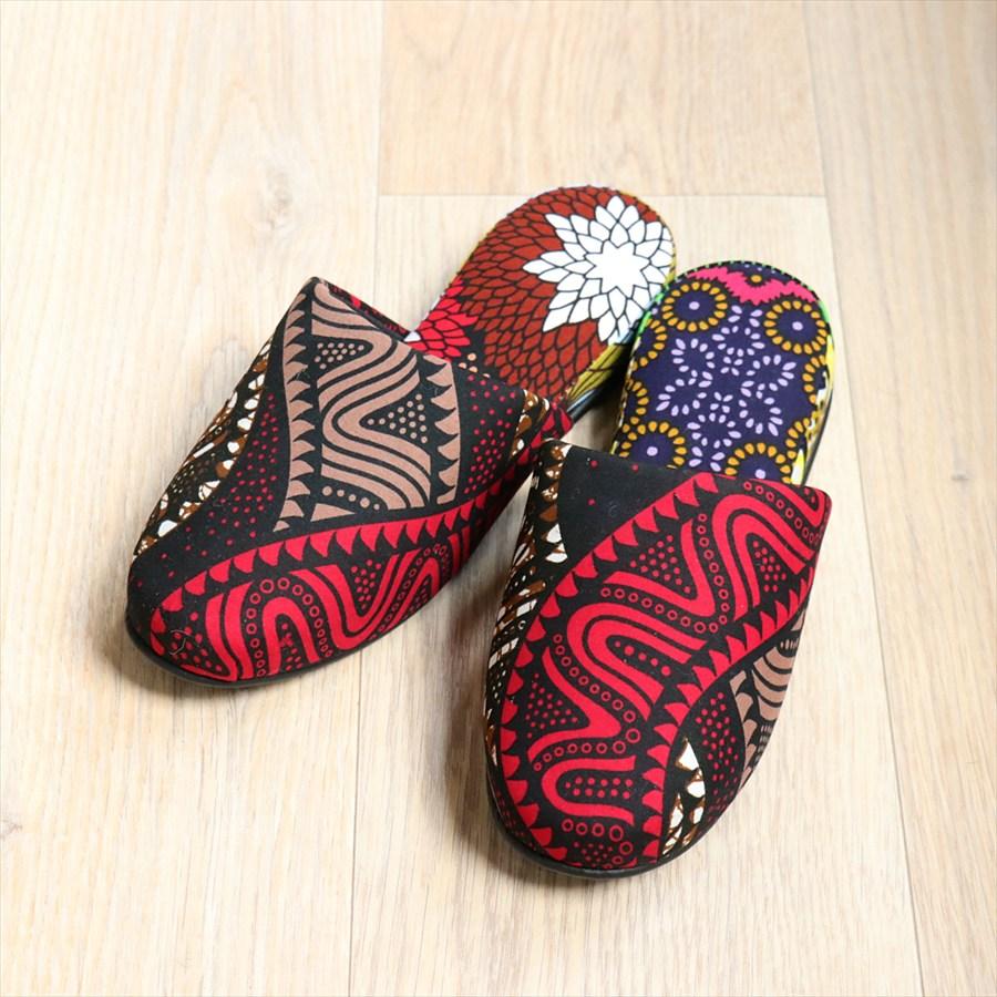 パーニュ布スリッパ 25.5-28cm Lサイズ 南河原スリッパ/ African wax print textile 現品 |  | 01
