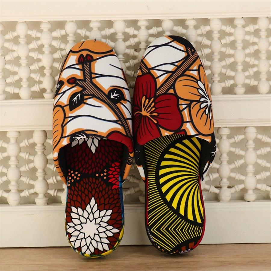パーニュ布スリッパ 25.5-28cm Lサイズ 南河原スリッパ/ African wax print textile 現品 | 