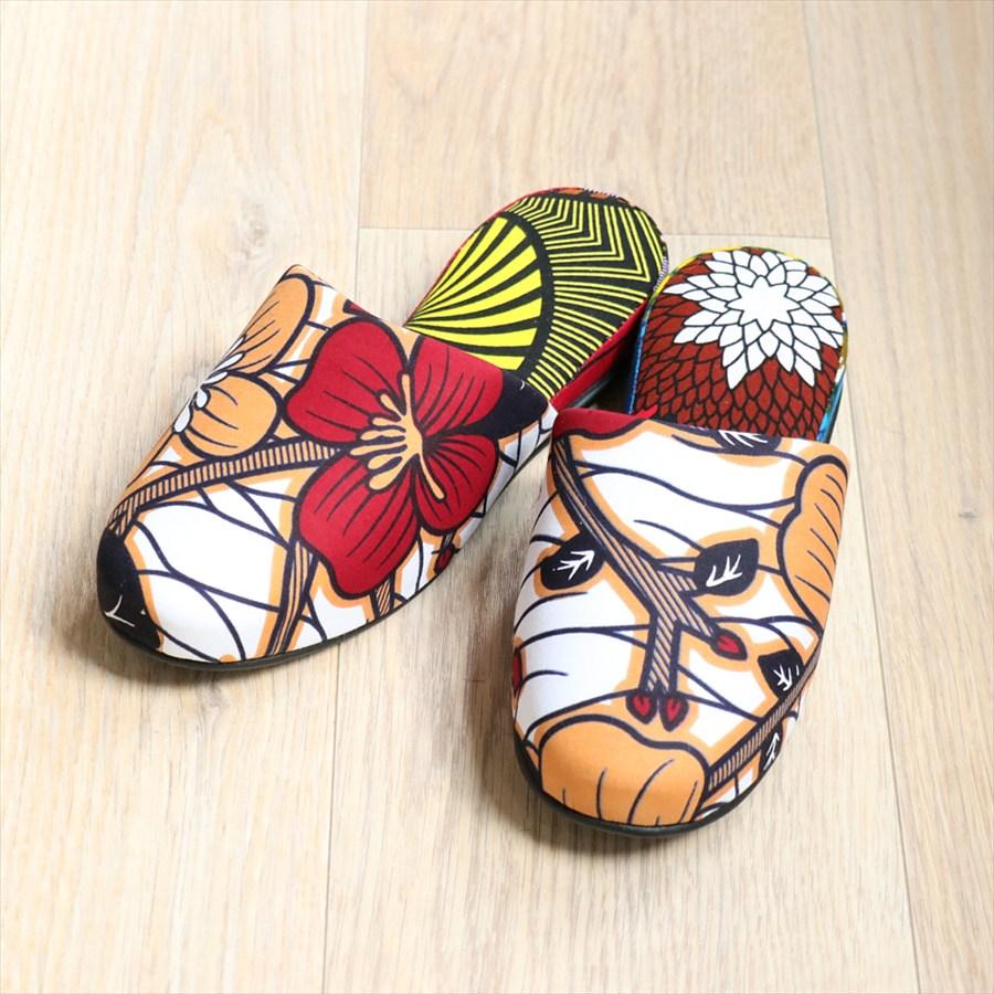 パーニュ布スリッパ 25.5-28cm Lサイズ 南河原スリッパ/ African wax print textile 現品 |  | 01
