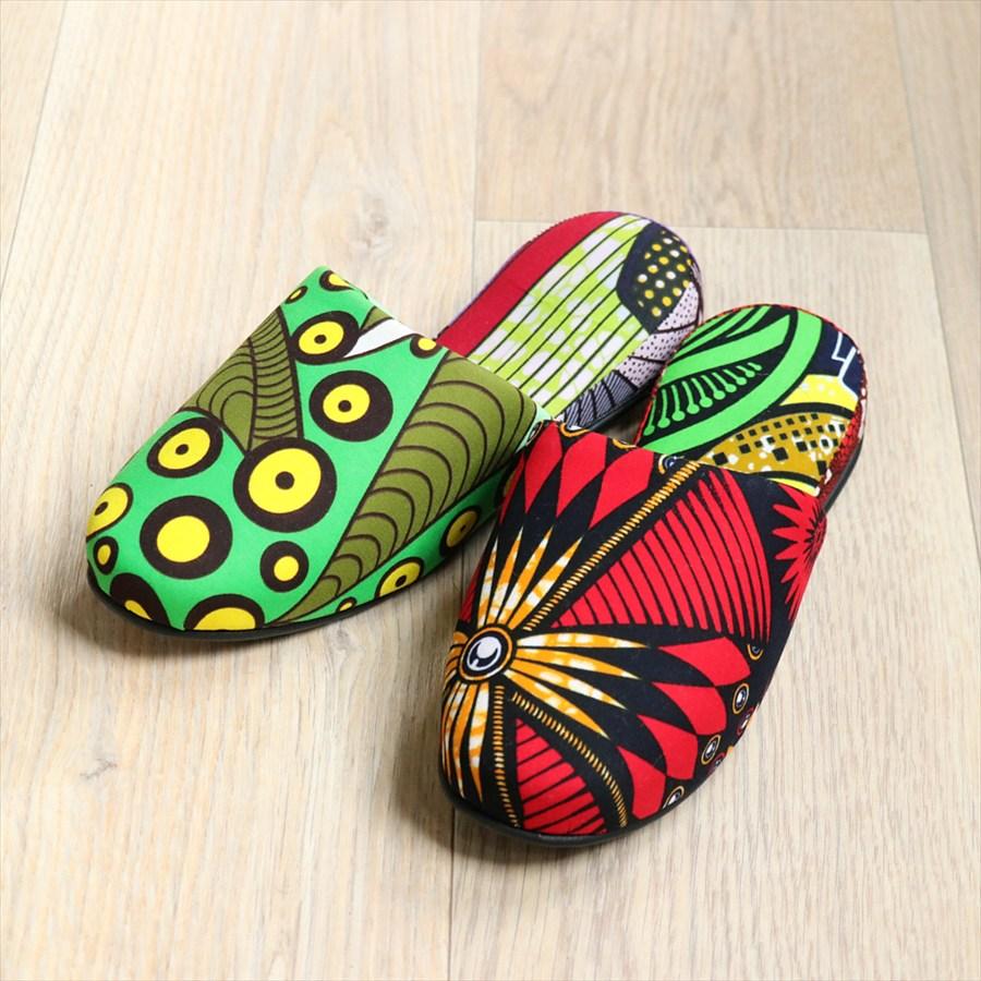 パーニュ布スリッパ 25.5-28cm Lサイズ 南河原スリッパ/ African wax print textile 現品 |  | 01