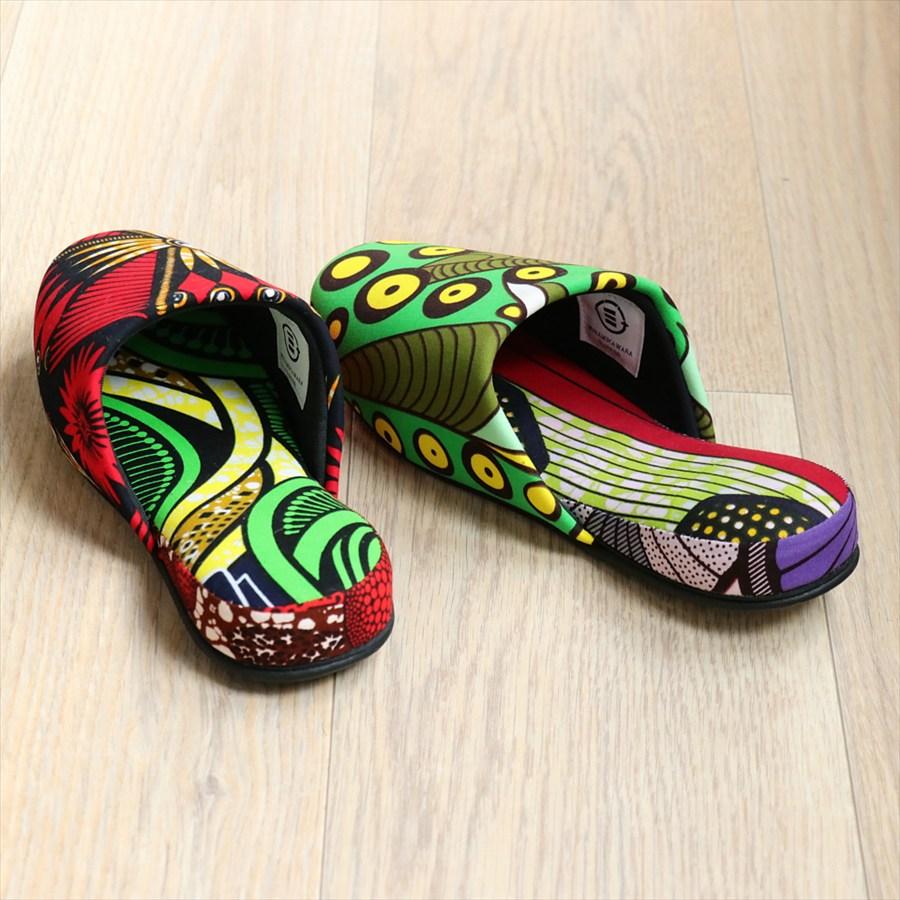 パーニュ布スリッパ 25.5-28cm Lサイズ 南河原スリッパ/ African wax print textile 現品 |  | 02