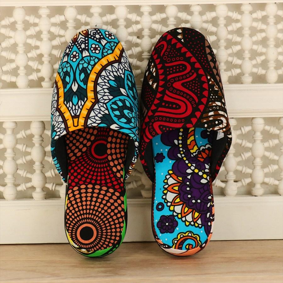 パーニュ布スリッパ 25.5-28cm Lサイズ 南河原スリッパ/ African wax print textile 現品 | 