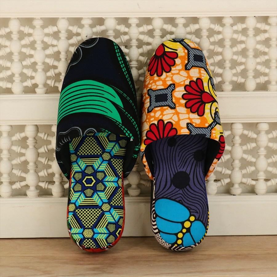 パーニュ布スリッパ 25.5-28cm Lサイズ 南河原スリッパ/ African wax print textile 現品 | 