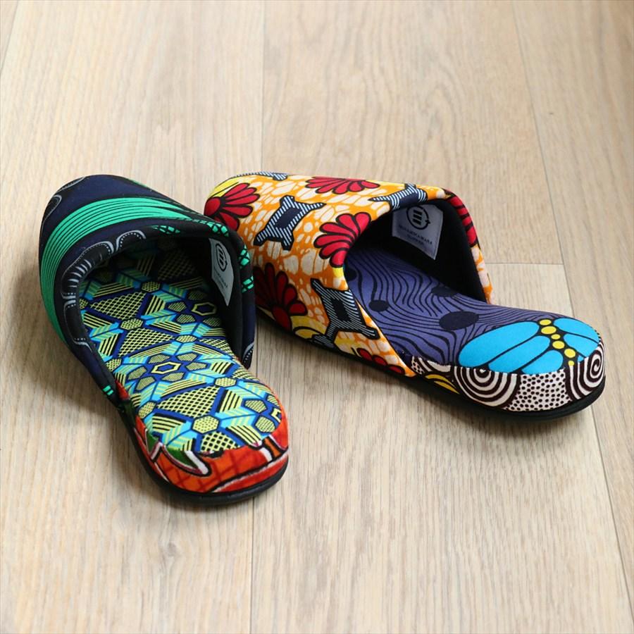 パーニュ布スリッパ 25.5-28cm Lサイズ 南河原スリッパ/ African wax print textile 現品 |  | 02