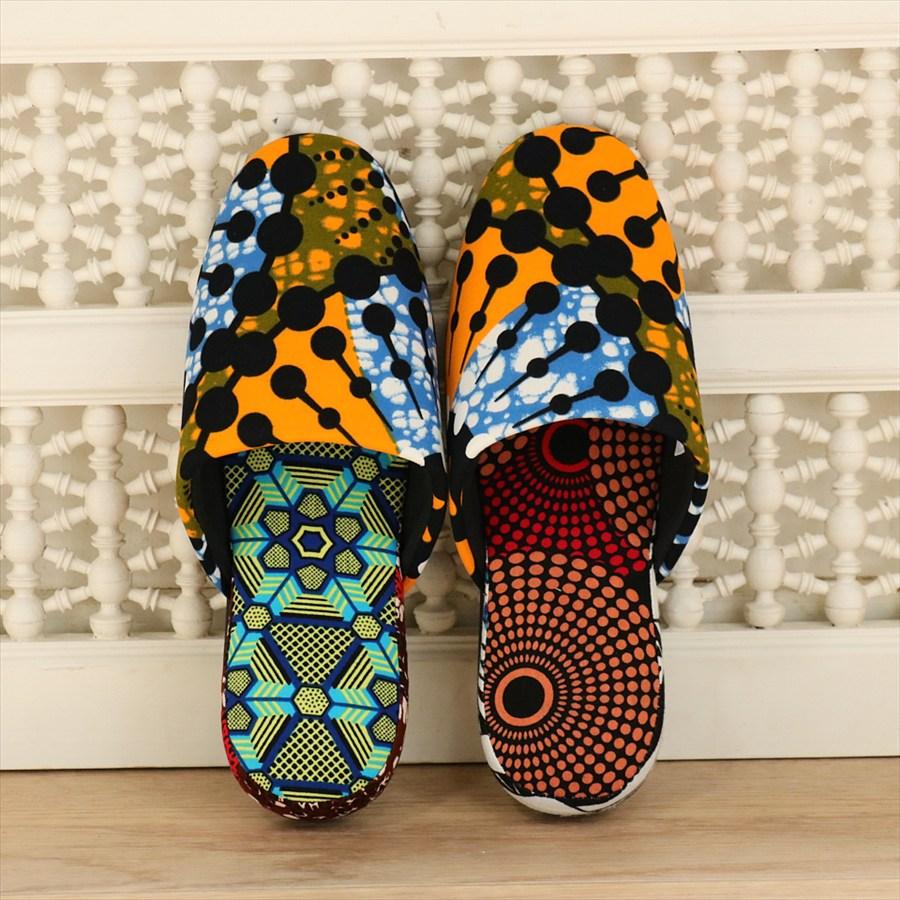 パーニュ布スリッパ 25.5-28cm Lサイズ 南河原スリッパ/ African wax print textile 現品 | 