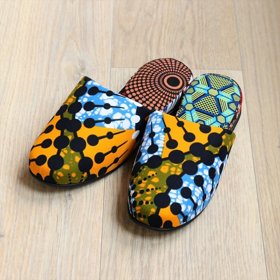 パーニュ布スリッパ 25.5-28cm Lサイズ 南河原スリッパ/ African wax print textile 現品 |  | 01