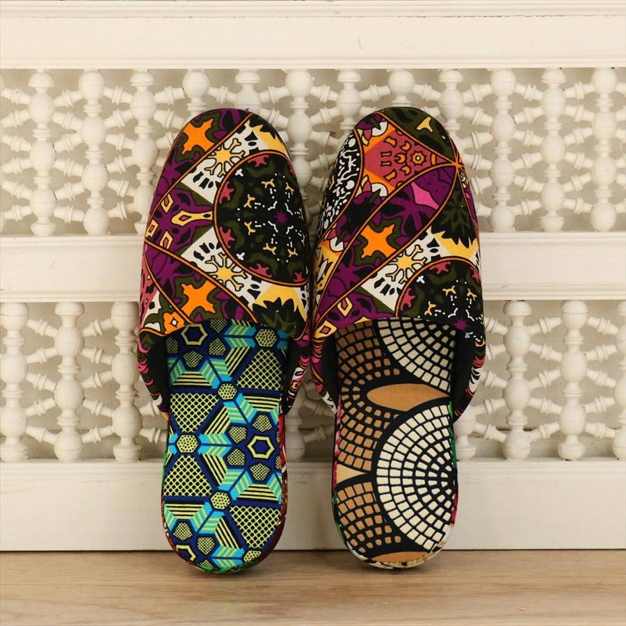 パーニュ布スリッパ 25.5-28cm Lサイズ 南河原スリッパ/ African wax print textile 現品 | 