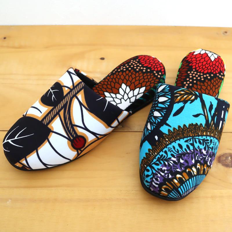パーニュ布スリッパ 22.5-25cm Mサイズ 南河原スリッパ/ African wax print textile 現品 | ブランド登録なし | 01