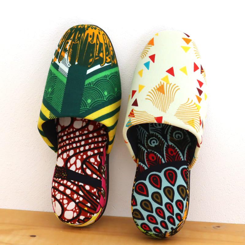 パーニュ布スリッパ 22.5-25cm Mサイズ 南河原スリッパ/ African wax print textile 現品 | ブランド登録なし
