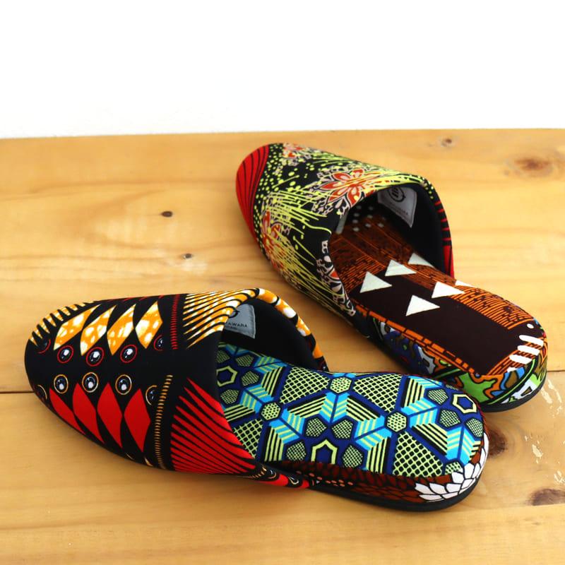 パーニュ布スリッパ 22.5-25cm Mサイズ 南河原スリッパ/ African wax print textile 現品 | ブランド登録なし | 02