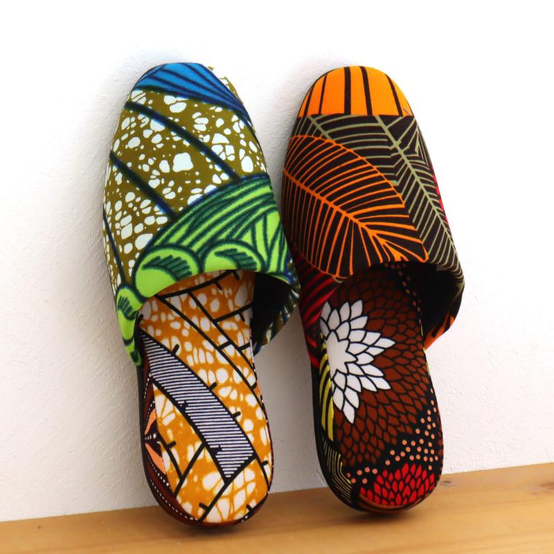 パーニュ布スリッパ 22.5-25cm Mサイズ 南河原スリッパ/ African wax print textile 現品 | ブランド登録なし