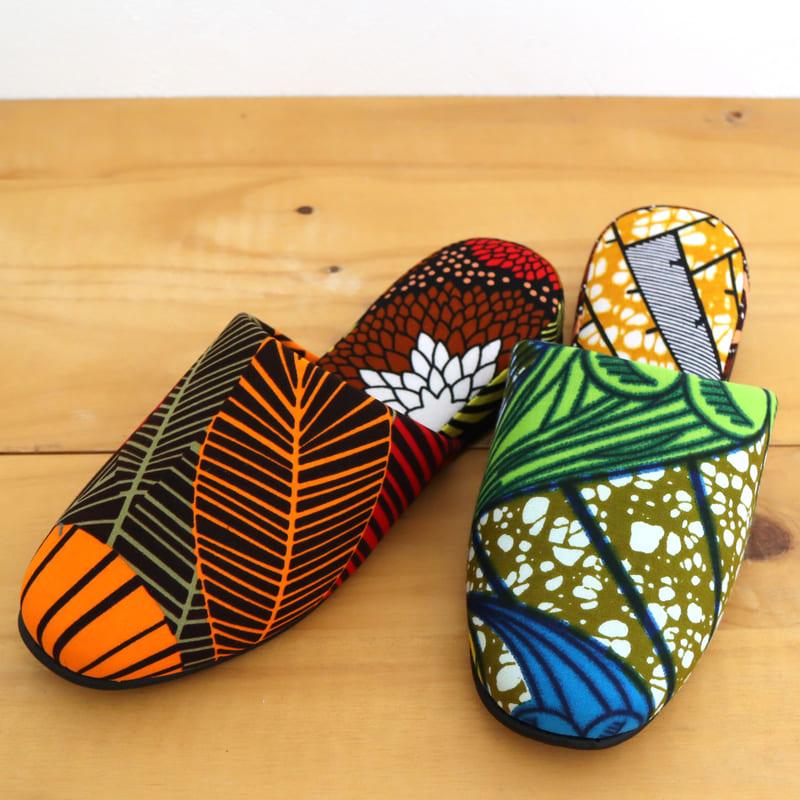 パーニュ布スリッパ 22.5-25cm Mサイズ 南河原スリッパ/ African wax print textile 現品 | ブランド登録なし | 01