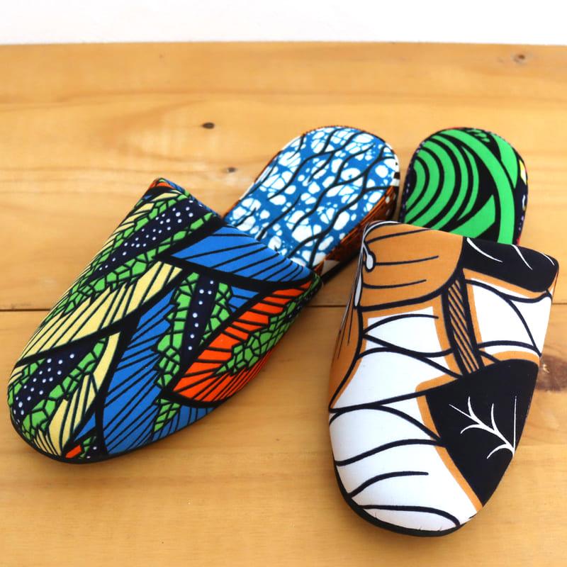 パーニュ布スリッパ 22.5-25cm Mサイズ 南河原スリッパ/ African wax print textile 現品 | ブランド登録なし | 01