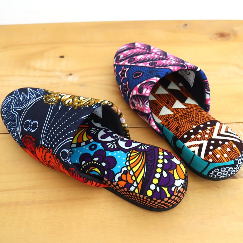 パーニュ布スリッパ 22.5-25cm Mサイズ 南河原スリッパ/ African wax print textile 現品 | ブランド登録なし | 02