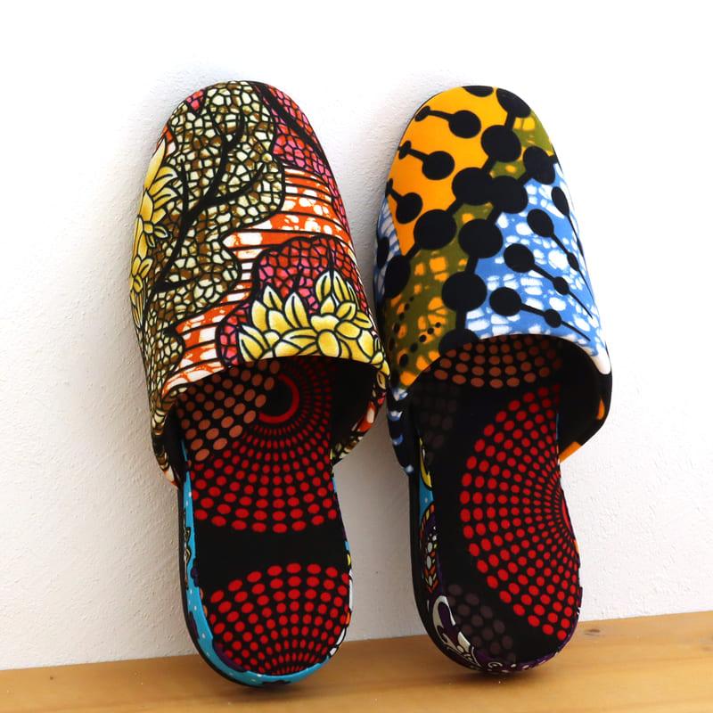 パーニュ布スリッパ 22.5-25cm Mサイズ 南河原スリッパ/ African wax print textile 現品 | ブランド登録なし