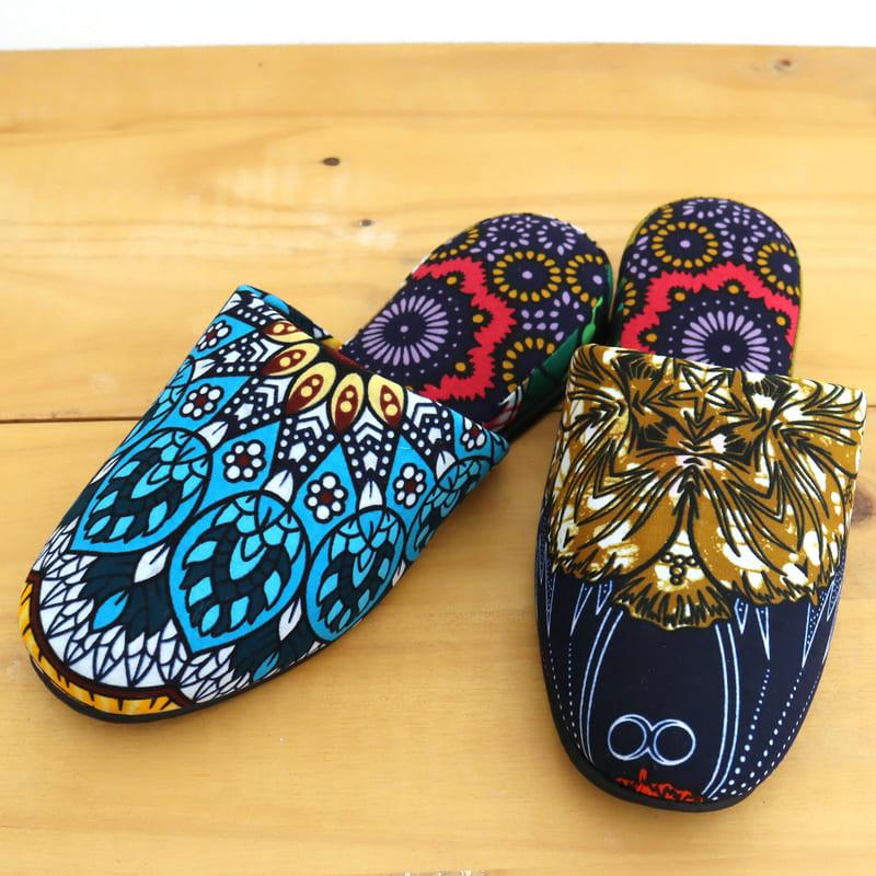 パーニュ布スリッパ 22.5-25cm Mサイズ 南河原スリッパ/ African wax print textile 現品 | ブランド登録なし | 01