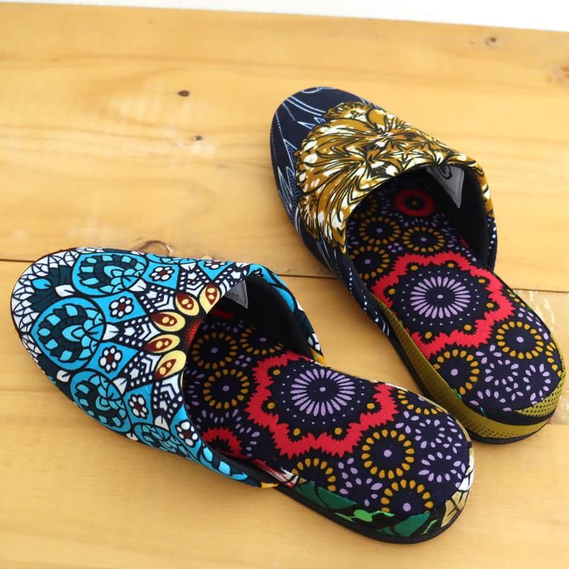 パーニュ布スリッパ 22.5-25cm Mサイズ 南河原スリッパ/ African wax print textile 現品 | ブランド登録なし | 02