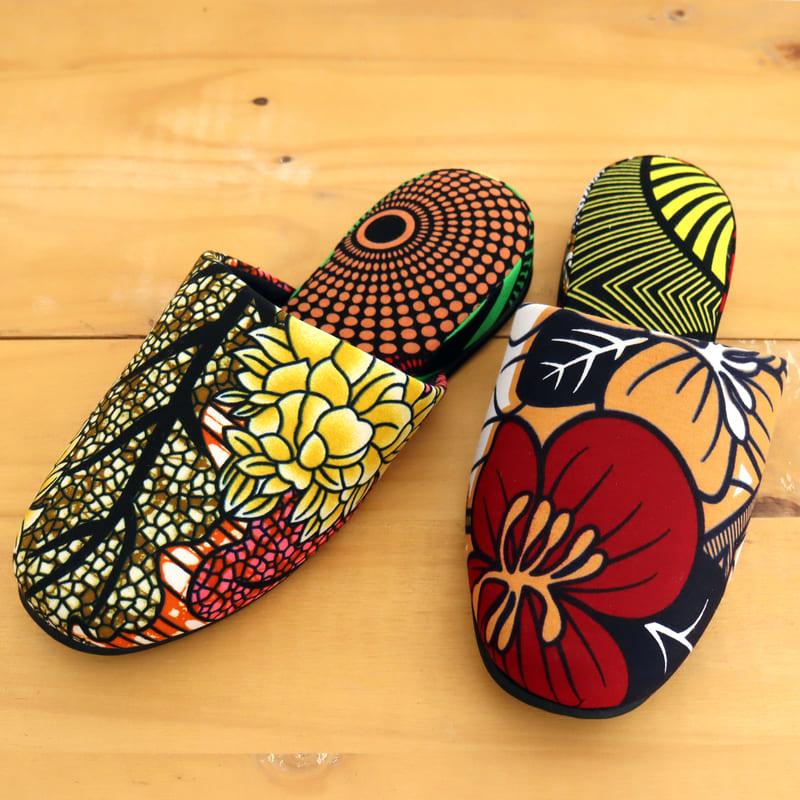 パーニュ布スリッパ 22.5-25cm Mサイズ 南河原スリッパ/ African wax print textile 現品 | ブランド登録なし | 01