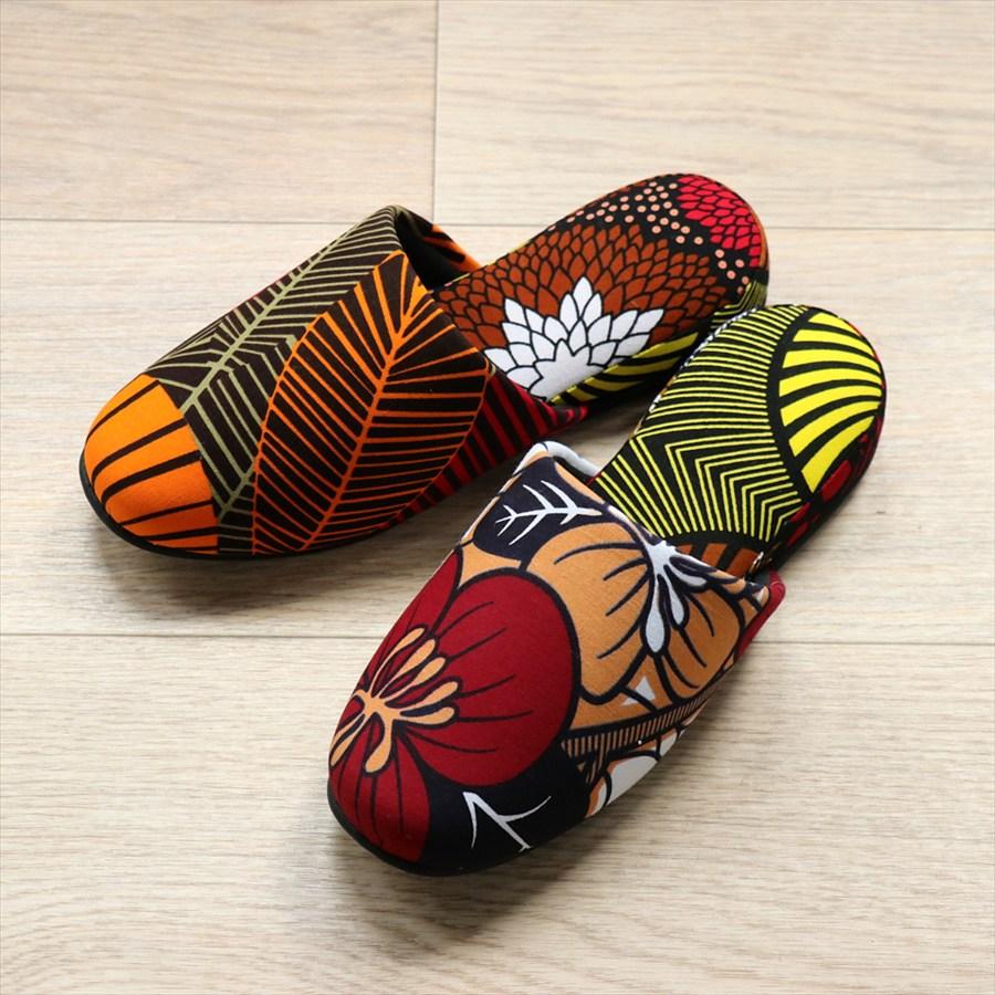 パーニュ布スリッパ 22.5-25cm Mサイズ 南河原スリッパ/ African wax print textile 現品 |  | 01