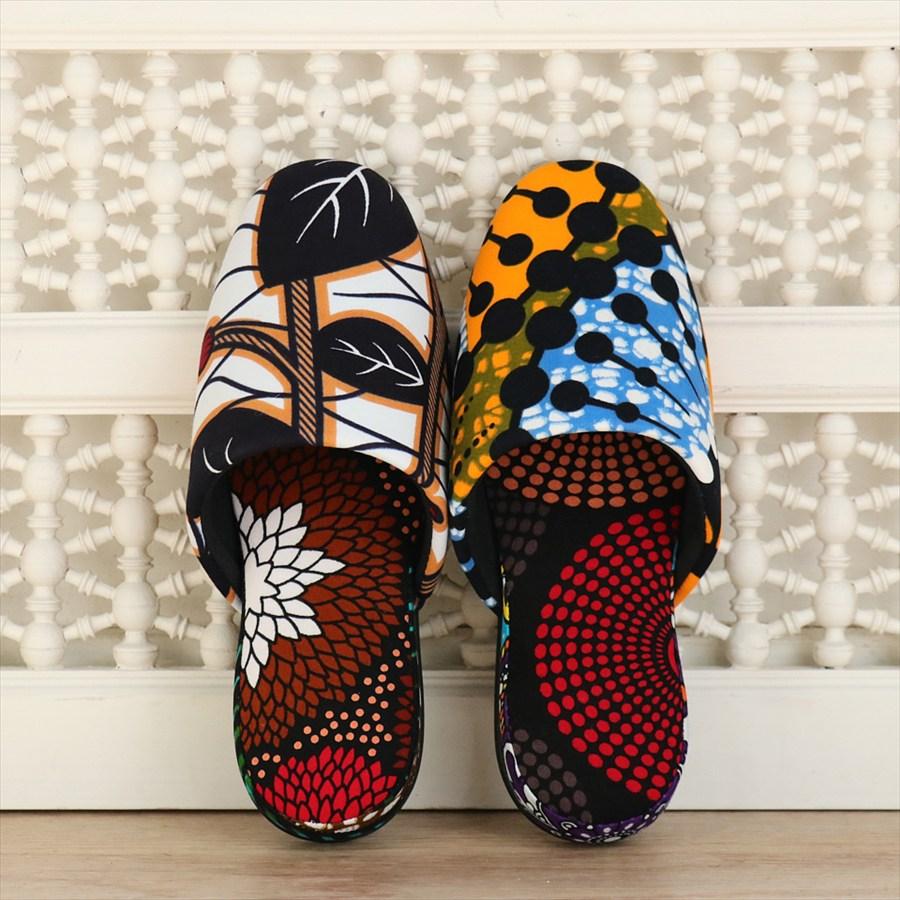 パーニュ布スリッパ 22.5-25cm Mサイズ 南河原スリッパ/ African wax print textile 現品 | 