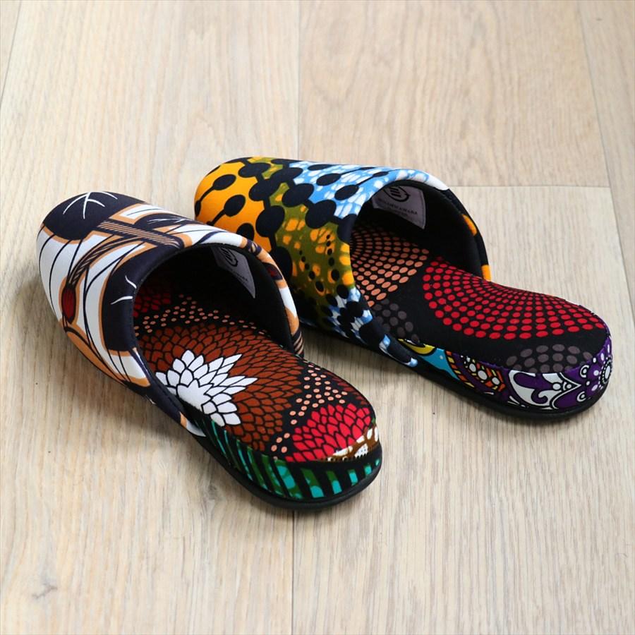 パーニュ布スリッパ 22.5-25cm Mサイズ 南河原スリッパ/ African wax print textile 現品 |  | 02