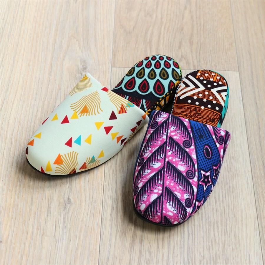 パーニュ布スリッパ 22.5-25cm Mサイズ 南河原スリッパ/ African wax print textile 現品 |  | 01