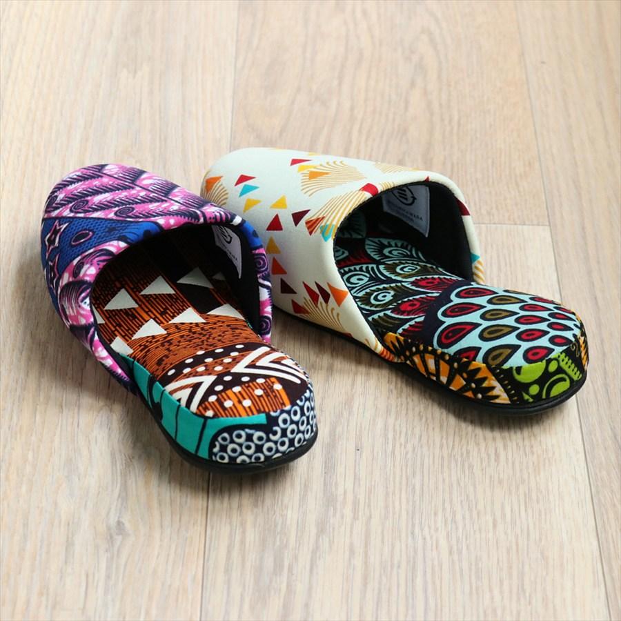 パーニュ布スリッパ 22.5-25cm Mサイズ 南河原スリッパ/ African wax print textile 現品 |  | 02
