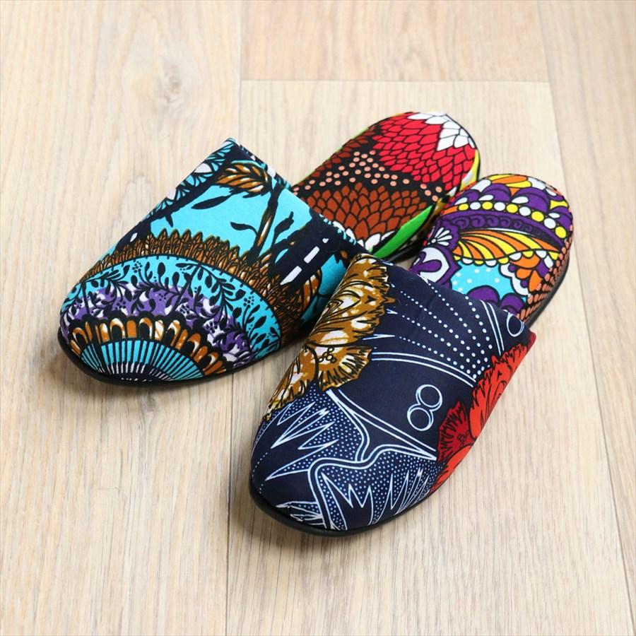 パーニュ布スリッパ 22.5-25cm Mサイズ 南河原スリッパ/ African wax print textile 現品 |  | 01
