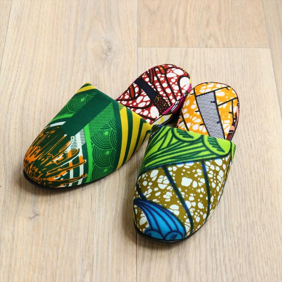 パーニュ布スリッパ 22.5-25cm Mサイズ 南河原スリッパ/ African wax print textile 現品 |  | 01