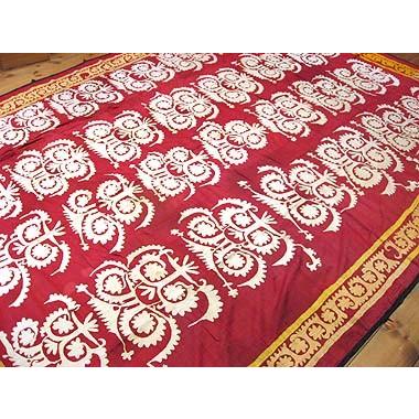 ウズベキスタン オールドスザンニ小豆色に白いモチーフ | ブランド登録なし | 02