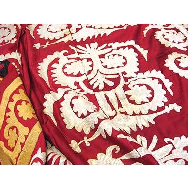 ウズベキスタン オールドスザンニ小豆色に白いモチーフ | ブランド登録なし | 03