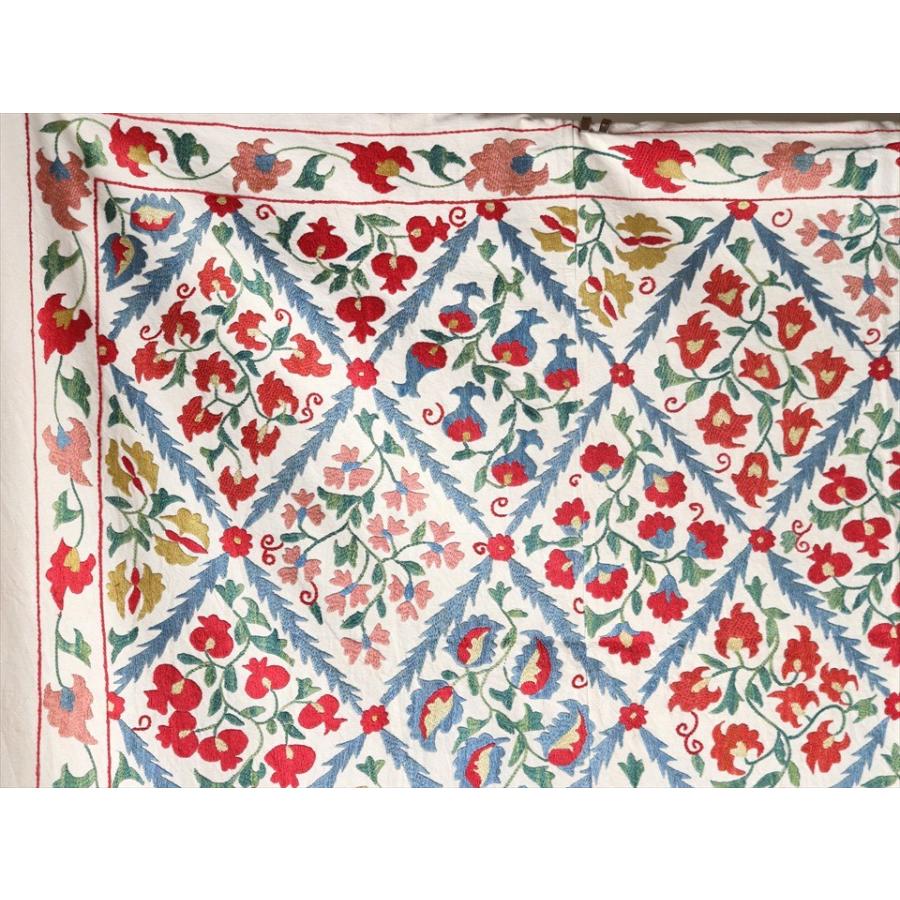 スザンニ刺繍・アンティークデザインリプロダクション 206x161cm アンティークデザインを複製した伝統柄/ラティス・フラワーモチーフ | ブランド登録なし | 04