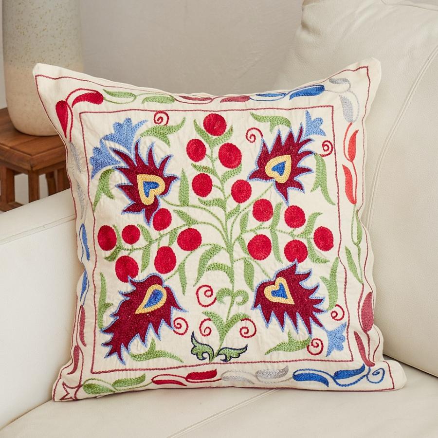 スザンニ刺繍 クッションカバー 手刺繍 44×44cm ウズベキスタン　Suzani スザニ | 