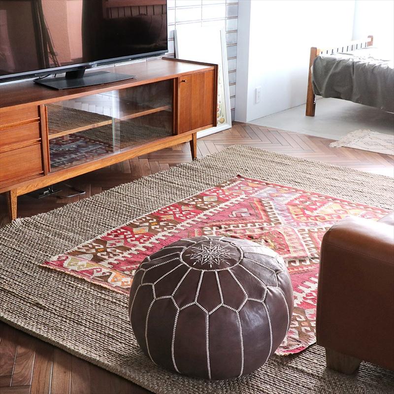 Moroccan POUF Dark Brown モロッコ プフφ50cm ヤギ革 ブラウン