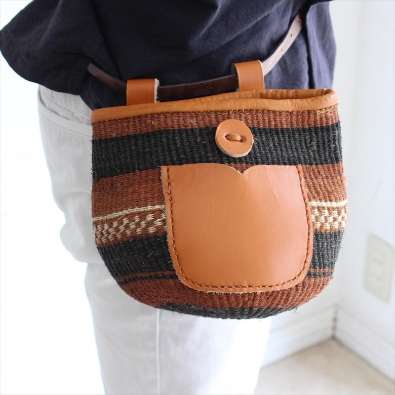 アフリカ バオバブバッグ ポシェット ウエストポーチ（ポケット付き）/牛革使用 幅21cm x高さ16cm | ブランド登録なし | 03