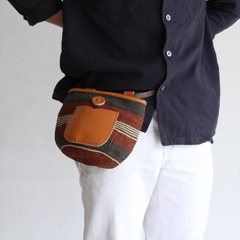 アフリカ バオバブバッグ ポシェット ウエストポーチ（ポケット付き）/牛革使用 幅24cm x高さ17cm | ブランド登録なし