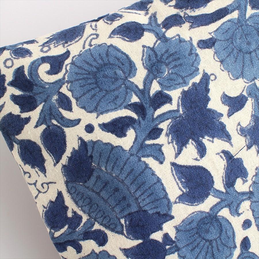 木版ブロックプリント　コットンのフラットポーチ ネイビーブルー タッセル付き/両面違うデザイン | ブランド登録なし | 03